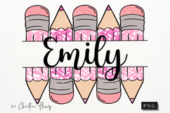 Pink Custom Pencil Name Tag PNG | Back To School PNG Product Image 1