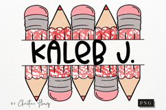 Red Custom Pencil Name Tag PNG | Back To School PNG Product Image 1