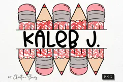 Red Custom Pencil Name Tag PNG | Back To School PNG Product Image 1