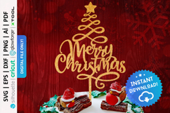 Merry Christmas Tree Cake Topper Svg - PD0485 Product Image 3