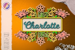 Floral Name Sign SVG, Custom Door or Wall Plaque Laser Cut Product Image 1