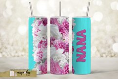 NANA tumbler wrap sublimation design png with pink peony Product Image 1