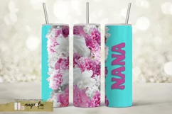 NANA tumbler wrap sublimation design png with pink peony Product Image 1