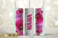 NANA tumbler wrap sublimation design png with red peony Product Image 1