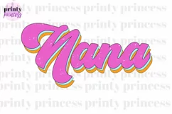 Retro Nana png, Distressed Pink Nana design Product Image 1