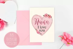 Nana Sublimation Design PNG | Floral Heart & Watercolor Product Image 2