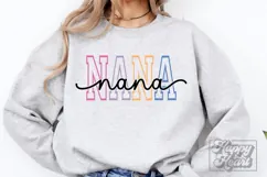 Nana Varsity Script Pastel SVG PNG - Mothers Day Trendy Product Image 1