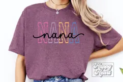 Nana Varsity Script Pastel SVG PNG - Mothers Day Trendy Product Image 3