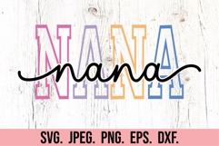 Nana Varsity Script Pastel SVG PNG - Mothers Day Trendy Product Image 5
