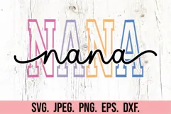 Nana Varsity Script Pastel SVG PNG - Mothers Day Trendy Product Image 5