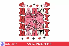 Nanny Valentine Pencil Coquette Bow SVG PNG Product Image 1