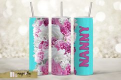NANNY tumbler wrap sublimation design png with pink peony Product Image 2