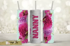 NANNY tumbler wrap sublimation design png with red peony Product Image 1