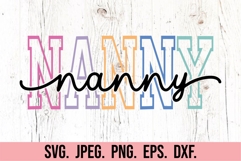 Nanny Varsity Script Pastel SVG PNG - Mothers Day Trendy Product Image 5