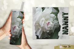 NANNY tumbler wrap sublimation design png with white peony Product Image 2