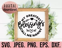 My Blessings Call Me Nanny SVG - Most Loved Blessed Nanny Product Image 2