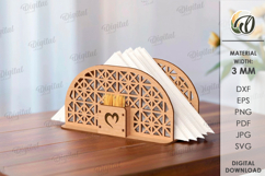 Napkin Holder With Toothpick Holder Laser Cut. Kitchen SVG Product Image 1