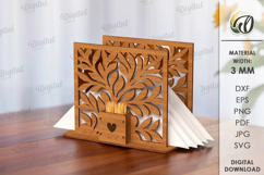 Napkin Holder With Toothpick Holder Laser Cut. Kitchen SVG Product Image 1