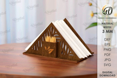 Napkin Holder With Toothpick Holder Laser Cut. Kitchen SVG Product Image 1