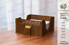 Napkin Holder With Toothpick Holder Laser Cut. Kitchen SVG Product Image 1