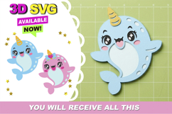 Narwhal Couple 3D SVG Product Image 1