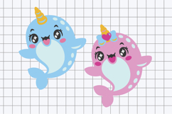 Narwhal Couple 3D SVG Product Image 2