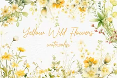 Wild Floral Clipart, Yellow Meadow flowers Floral Borders Product Image 1