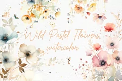 Watercolor Wild Pink Floral Clipart Natural Dry Pressed Png Product Image 1