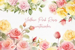 Watercolor roses clipart Pink Roses Clipart Yellow Roses Png Product Image 1