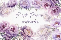 Purple Flowers Clipart Watercolor Purple Peonies Clipart Product Image 1