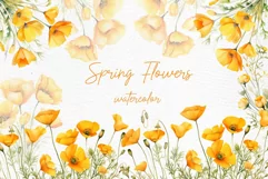 Wild Floral Clipart Orange Wild Flowers Watercolor flowers Product Image 1