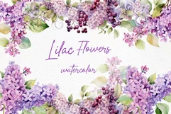 Watercolor Lilac Flowers Png Lilac Branches Purple Flowers Product Image 1
