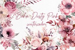 Dusty Pink Flowers Clipart Watercolor blush flowers clipart Product Image 1