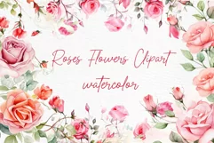 Pink Roses Clipart Watercolor Roses Clipart Dusty Rose Png Product Image 1