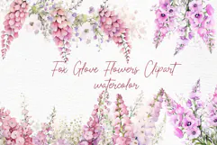 Watercolor Pink Flowers Clipart Foxglove flowers clipart Product Image 1