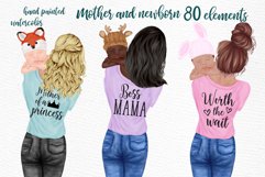 Mother and newborn clipart,Mothers day clipart Mom with baby Product Image 1