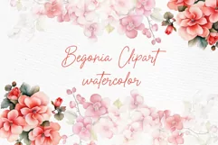 Begonia Flowers Clipart Watercolor Flowers Red Flowers Png Product Image 1