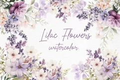 Watercolor Lilac Flowers Png Lilac Branches Purple Flowers Product Image 1