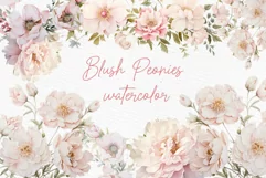 Dusty Pink Flowers Clipart Watercolor Pink Peonies Clipart Product Image 1