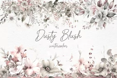 Dusty Pink Flowers Clipart Watercolor Blush Peonies Clipart Product Image 1