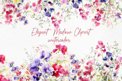 Watercolor Summer Flowers clipart Meadow Flowers Premade Product Image 1