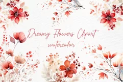 Red Wild Flowers Clipart Watercolor Floral Dusty Wild Flower Product Image 1