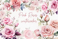 Watercolor roses clipart Blush Floral Clipart Pink Rose Png Product Image 1