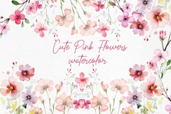 Watercolor Pink Flowers Wild Pink Floral Clipart Product Image 1