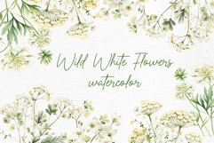White Flowers Clipart Rustic Flowers Botanical clipart Product Image 1