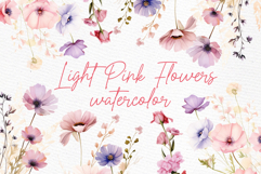 Dusty Pink Flowers Clipart Watercolor blush flowers clipart Product Image 1