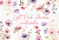 Dusty Pink Flowers Clipart Watercolor blush flowers clipart Product Image 1