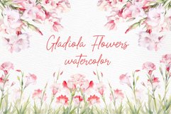 Watercolor Pink Flowers Clipart Gladiolus flowers clipart Product Image 1