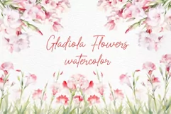 Watercolor Pink Flowers Clipart Gladiolus flowers clipart Product Image 1