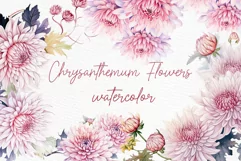 Pink Floral Clipart Pink Chrysanthemum Flowers Watercolor Product Image 1